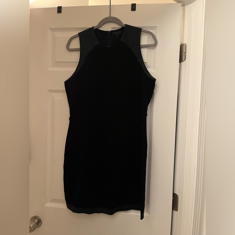Silk and pleather black dress. Never worn